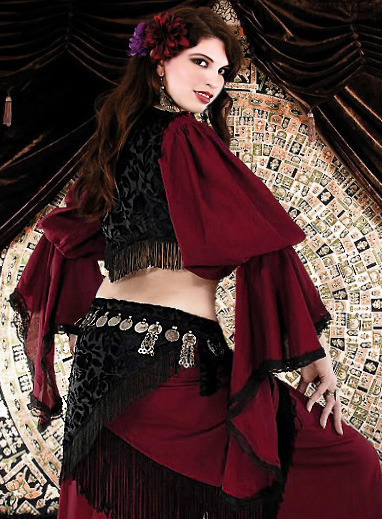 Burnt Velvet Gypsy Fringe Hip Scarf