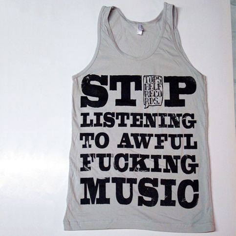 STOP LISTENING TO AWFUL FUCKING MUSIC Tank Top (New Silver)