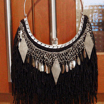 Black Beaded Fringe Turkoman Bag