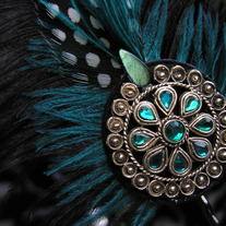 Jeweled Medallion Feather Hair Pin