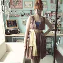 brown and yellow dress S-M