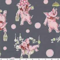 Fat Quarter- Pink Elephant Charcoal/CX5002
