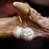 Simple Carved Thistle Dangle Earrings