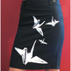 Origami Cranes Pencil Skirt - Black - Thumbnail 1