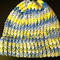 Adult Blue, Yellow, and White Woven Hat