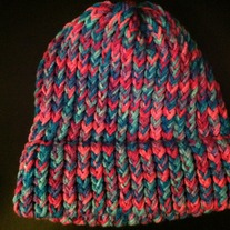 Adult Pink, Purple, and Blue Woven Hat