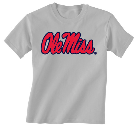 Ole Miss Script Grey Tee