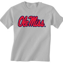 Ole Miss Script Grey Tee