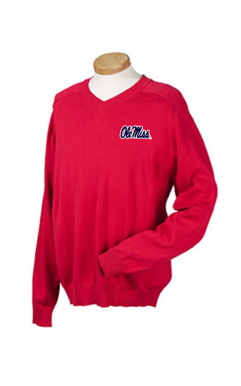 Ole Miss Red V-Neck Sweater