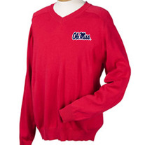 Ole Miss Red V-Neck Sweater