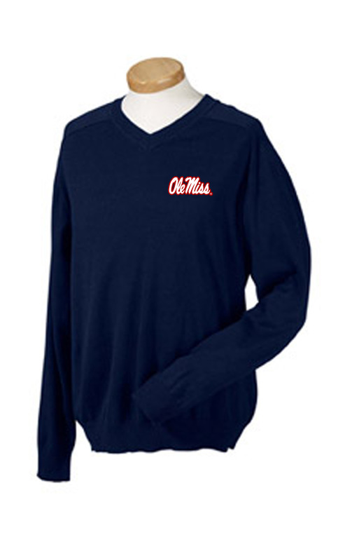 Ole Miss Navy V-Neck Sweater