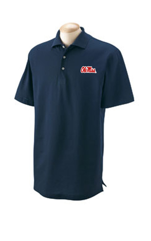 Embroidered Ole Miss V-Neck Polo Navy