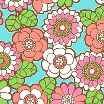 Fat Quarter Blossoms in Aqua/PR124