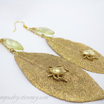 Golden Beetle Earrings
