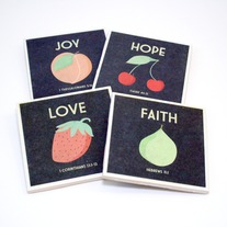 Love Faith Fruit Tile Coasters