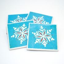 Red & White Snowflake Tile Coasters