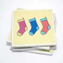 Holiday Stockings Tile Coasters