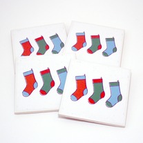 Christmas Stockings Tile Coasters