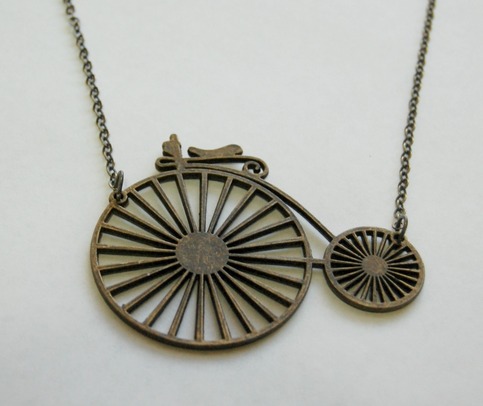 Large penny farthing necklace
