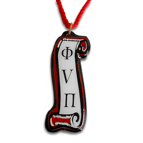 Phi Nu Pi Scroll Tiki Kappa Necklace