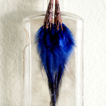 SOLD Navy Blue Feather Earrings