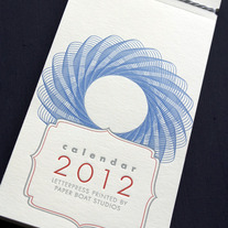 letterpress printed 2012 wall calendar