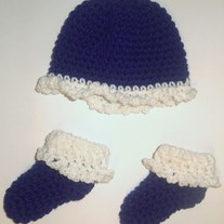 Ruffled Beanie and Crochet Socks Set