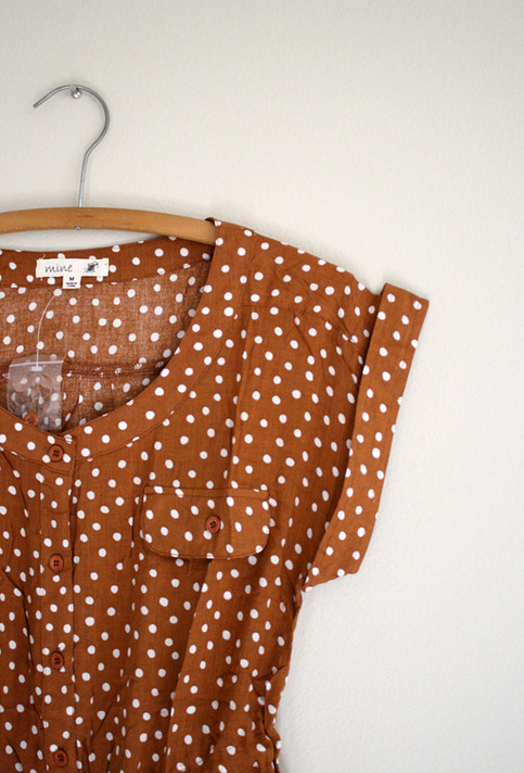 Polka Dot Pocket Dress - Brown