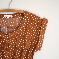Polka Dot Pocket Dress - Brown