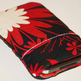 Handhade Ipod, Iphone sleeve w/Pocket Red and Black Floral Design - Thumbnail 1
