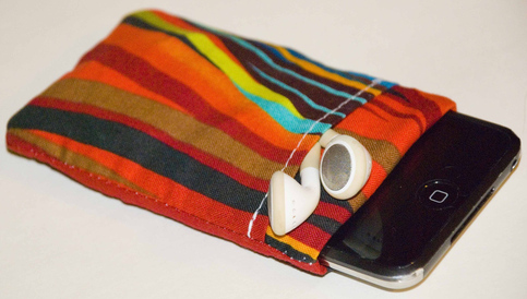 Handmade Ipod, Iphone sleeve w/Pocket Bright Fun Design