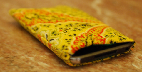 Hand Made Ipod, Iphone sleeve Yellow Design