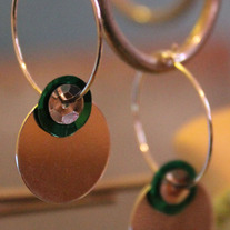 Green & silver coin hoops