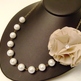 Cream Ivory Fabric Flower Vintage Pearl Necklace, Bridesmaid Necklace, Wedding Jewelry, Flower Necklace - Thumbnail 1