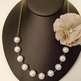 Cream Ivory Fabric Flower Vintage Pearl Necklace, Bridesmaid Necklace, Wedding Jewelry, Flower Necklace - Thumbnail 2