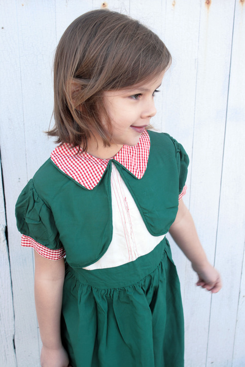 Dainty Green & Gigham Collar Dress