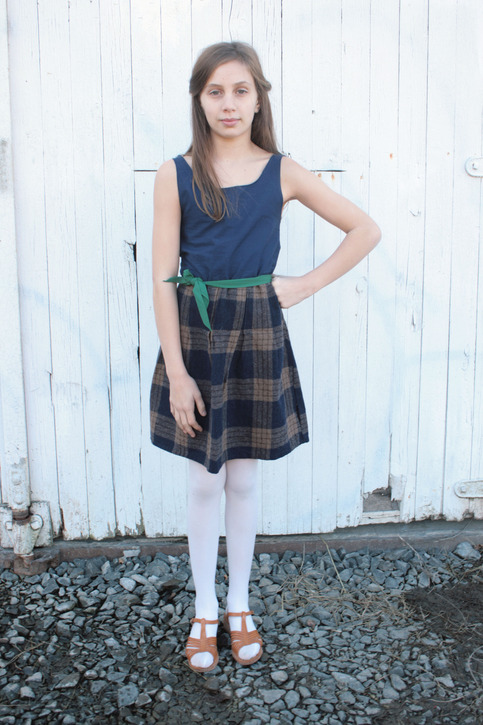 Navy & Plaid School Girl Dress