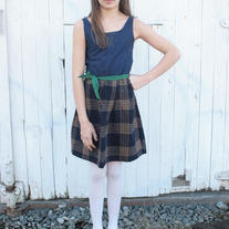 Navy & Plaid School Girl Dress
