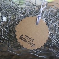'Merci Beau Coup' Kraft Tags on Twine - Set of 15