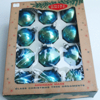 Shiny Brite, Variegated Blue/Green Ornaments in Box