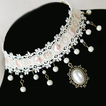 Collar Gothic Lolita Rosa y Blanco / Pink and White Necklace Gothic Lolita YS020