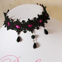 Collar Gothic Lolita Negro y Rosa / Black and PinkNecklace Gothic Lolita YS028
