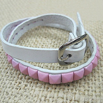 Pulsera Punk Rosa y Blanca/ Pink and White Punk Wristband YS077