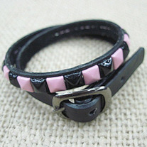 Pulsera Punk Rosa y Negra / Pink and Black Punk Wristband YS078