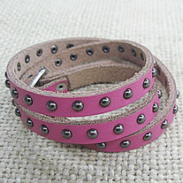 Pulsera Cuero Rosa Punk / Pink Punk Leather Wristband YS083