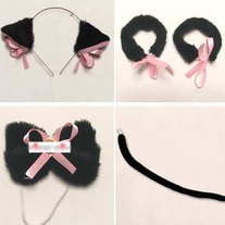 Set Orejas Gato Negro / Black Cat Ears Set / Neko Kemonomimi YS102