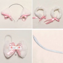 Set Orejas Gato Blanco / White Cat Ears Set / Neko Kemonomimi YS104