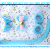 Set Orejas Gato Azul / Blue Cat Ears Set / Neko Kemonomimi YS107