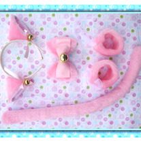 Set Orejas Gato Rosa / Pink Cat Ears Set / Neko Kemonomimi YS111