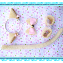 Set Orejas Gato Crema / Cream Cat Ears Set / Neko Kemonomimi YS116